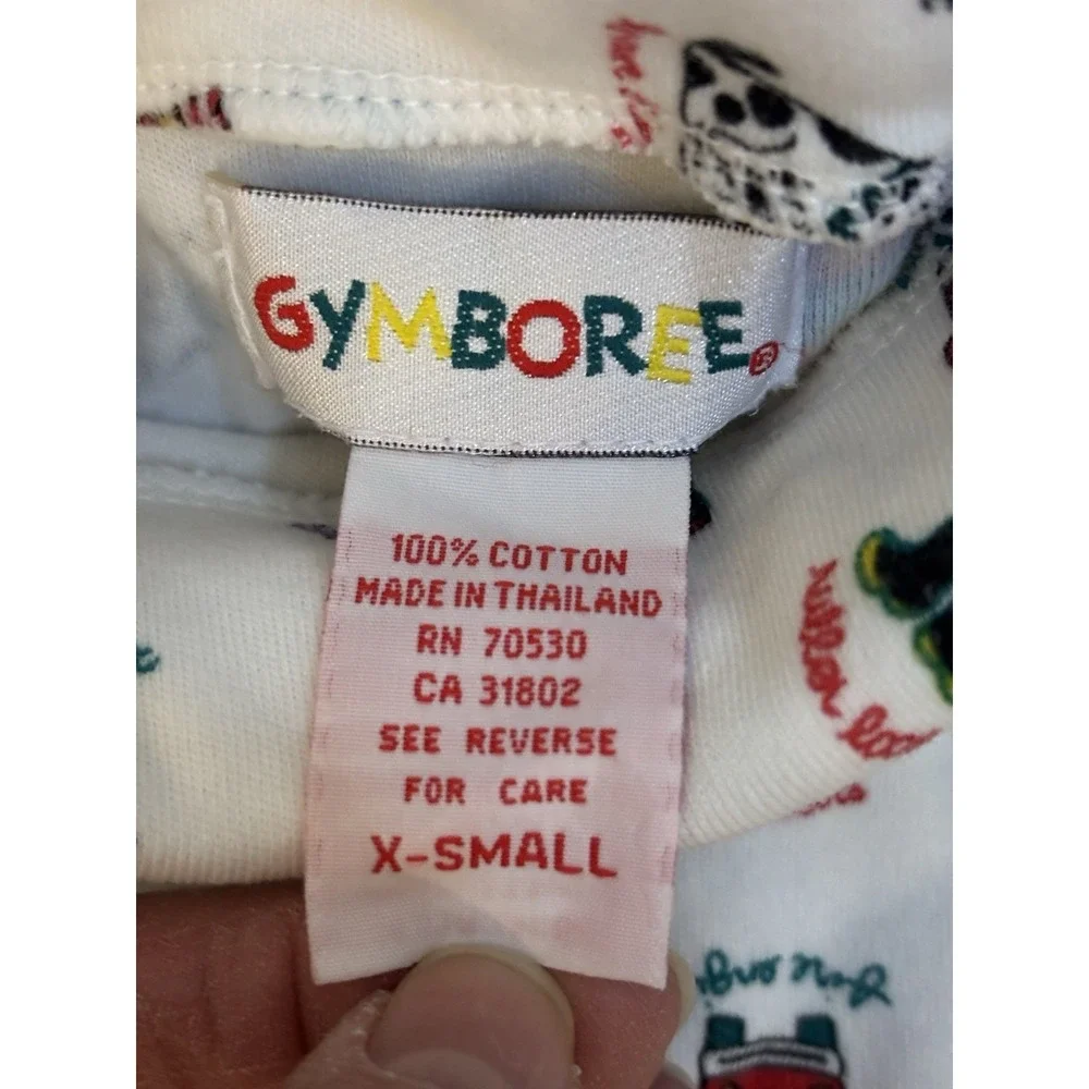 VTG GYMBOREE Boys Firetruck Turtleneck XS 18-24 Mo Rainbow Tag